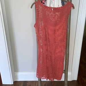 Free People lace Boho slip dress rusty rose color, worn once